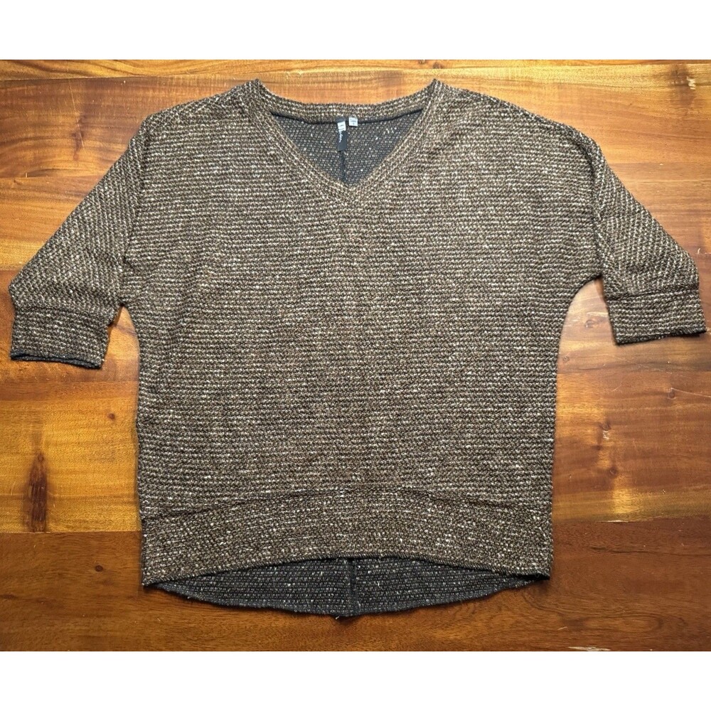 KUT From The Kloth Small V-Neck Sweater Brown Dolman Sleeve Marled Knit Top